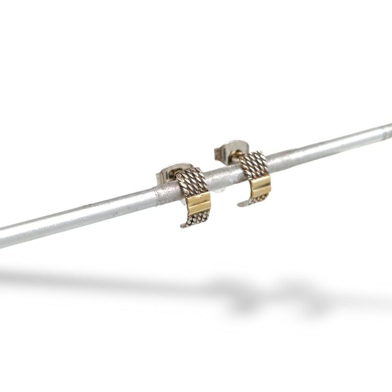 Caravanas Medio aro Labrado línea-Plata y oro-Sin piedra-CA5137 sinpiedra