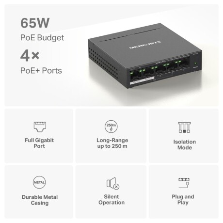 Switch Esc Mercusys MS105GP 5PT Gbit Poe 001