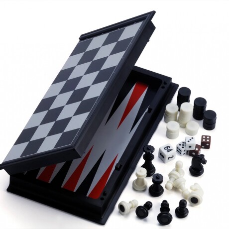 Tablero magnético 3 en 1: Damas, backgamon y ajedrez Tablero magnético 3 en 1: Damas, backgamon y ajedrez