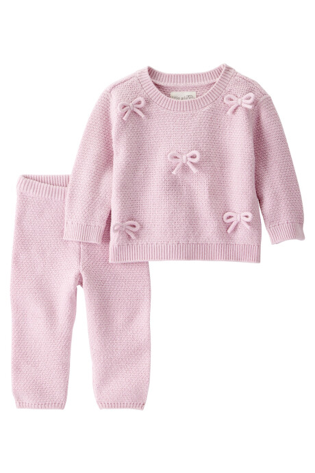 Set dos piezas de algodón orgánico, pantalón y buzo, rosados Sin color