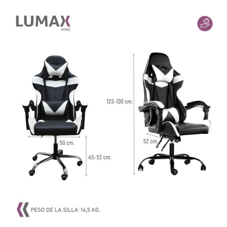 Silla Gamer Lumax Modelo ROM Negro/Blanco