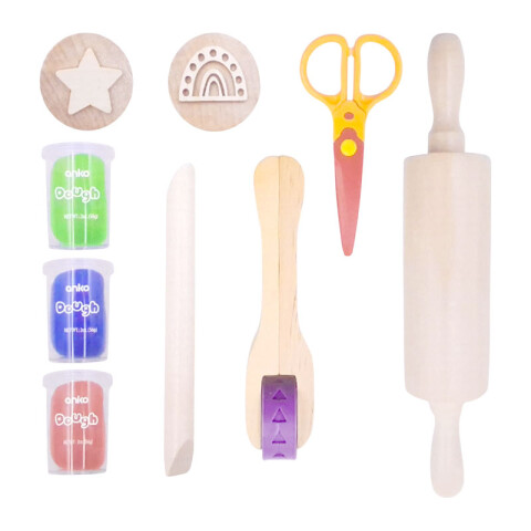 Masas de moldear con accesorios de madera 9pcs Masas De Moldear Con Accesorios De Madera 9pcs