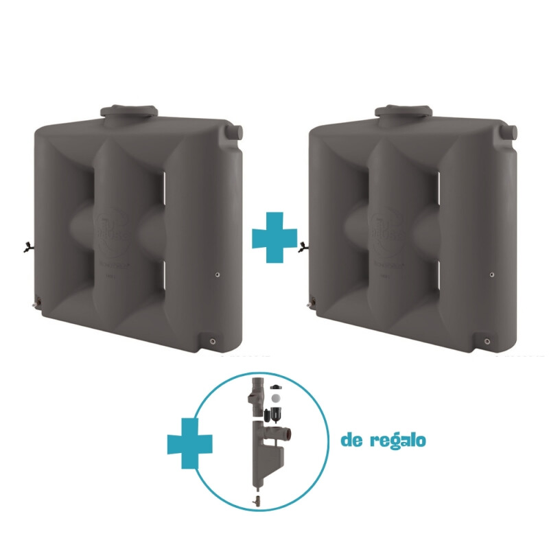 2 Colectores de Agua + Filtro de Regalo 1000 lts. Negro