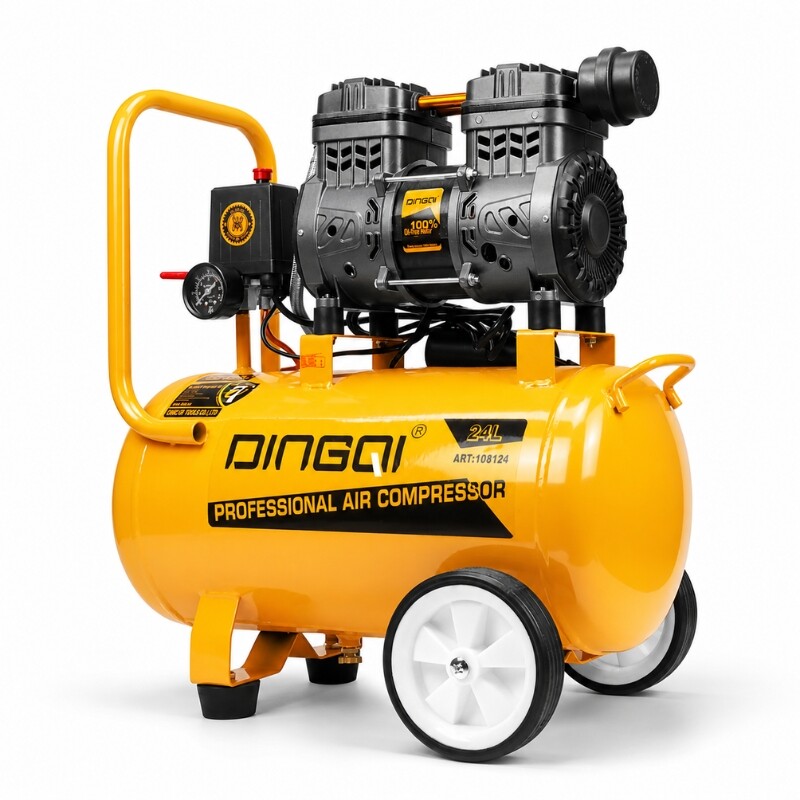 DINGQI COMPRESOR SILENCIOSO SIN ACEITE 24 LITROS 1HP Dingqi Compresor Silencioso Sin Aceite 24 Litros 1hp