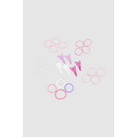 Set infantil de clips y gomitas para pelo Rosado