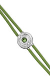 PULSERA DE CUERO DOBLE VERDE CON DETALLE DE OJO EN ALEACIÓN DE METALES BAÑADO EN PLATA Y CRISTAL Pulsera