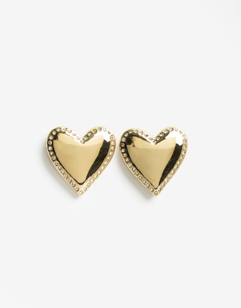 Aros Pasantes Metal Aros Pasantes Corazón Strass - Dorado