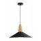 Lampara Colgante Metal Nordica Plato Deco Simil Madera Led Negro