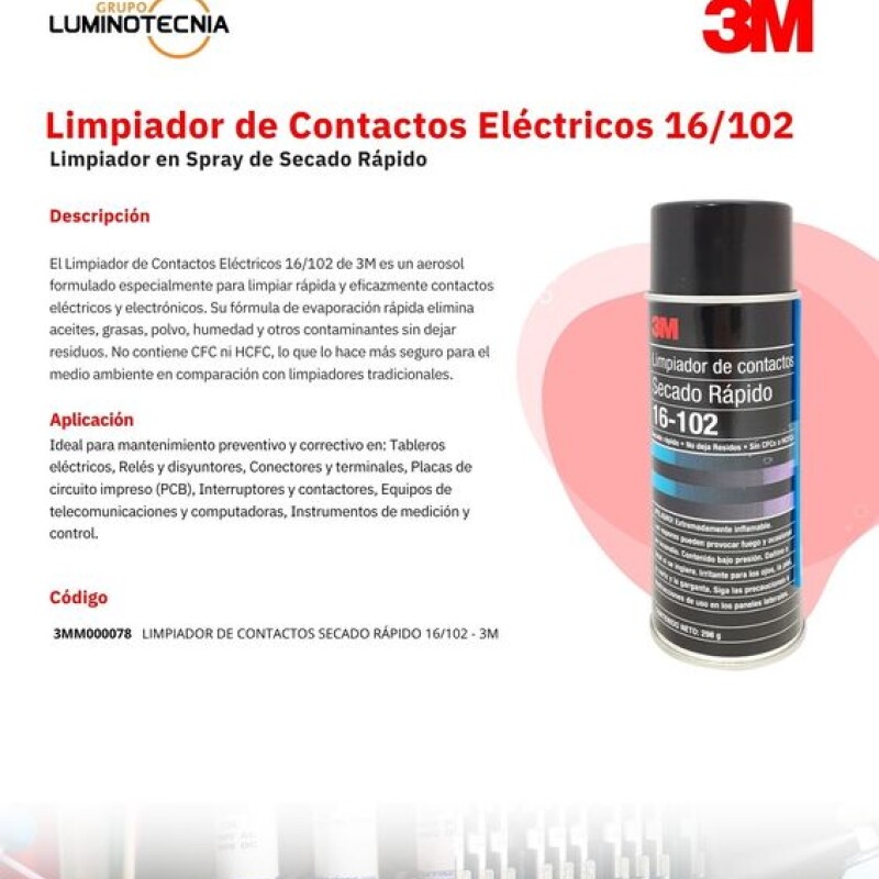 LIMPIADOR DE CONTACTOS ELECTRICOS 16/102 - 3M LIMPIADOR DE CONTACTOS ELECTRICOS 16/102 - 3M