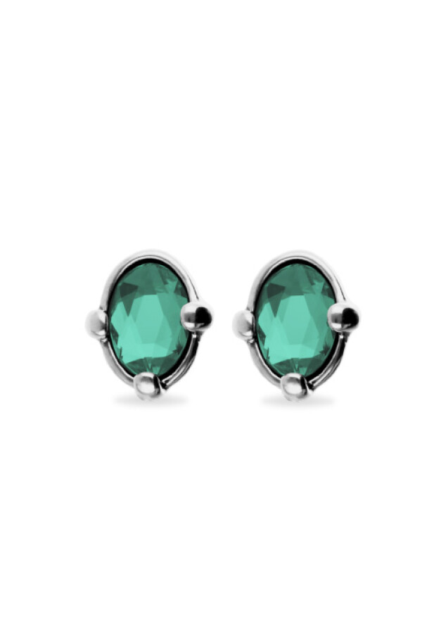 PENDIENTES DE ALEACIÓN DE METALES BAÑADO EN PLATA DE LEY CON CRISTAL FACETADO VERDE Pendiente