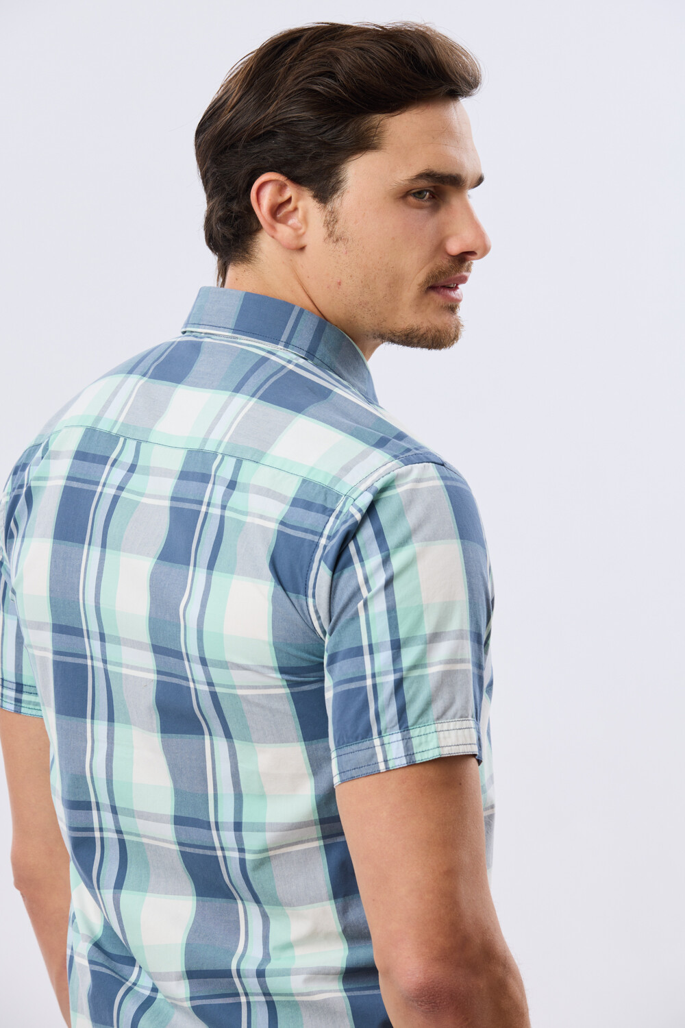 CAMISA MANGA CORTA CUADROS Verde