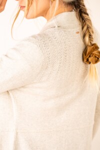 Cardigan C/solapa Algodón Elastano Gris Melange