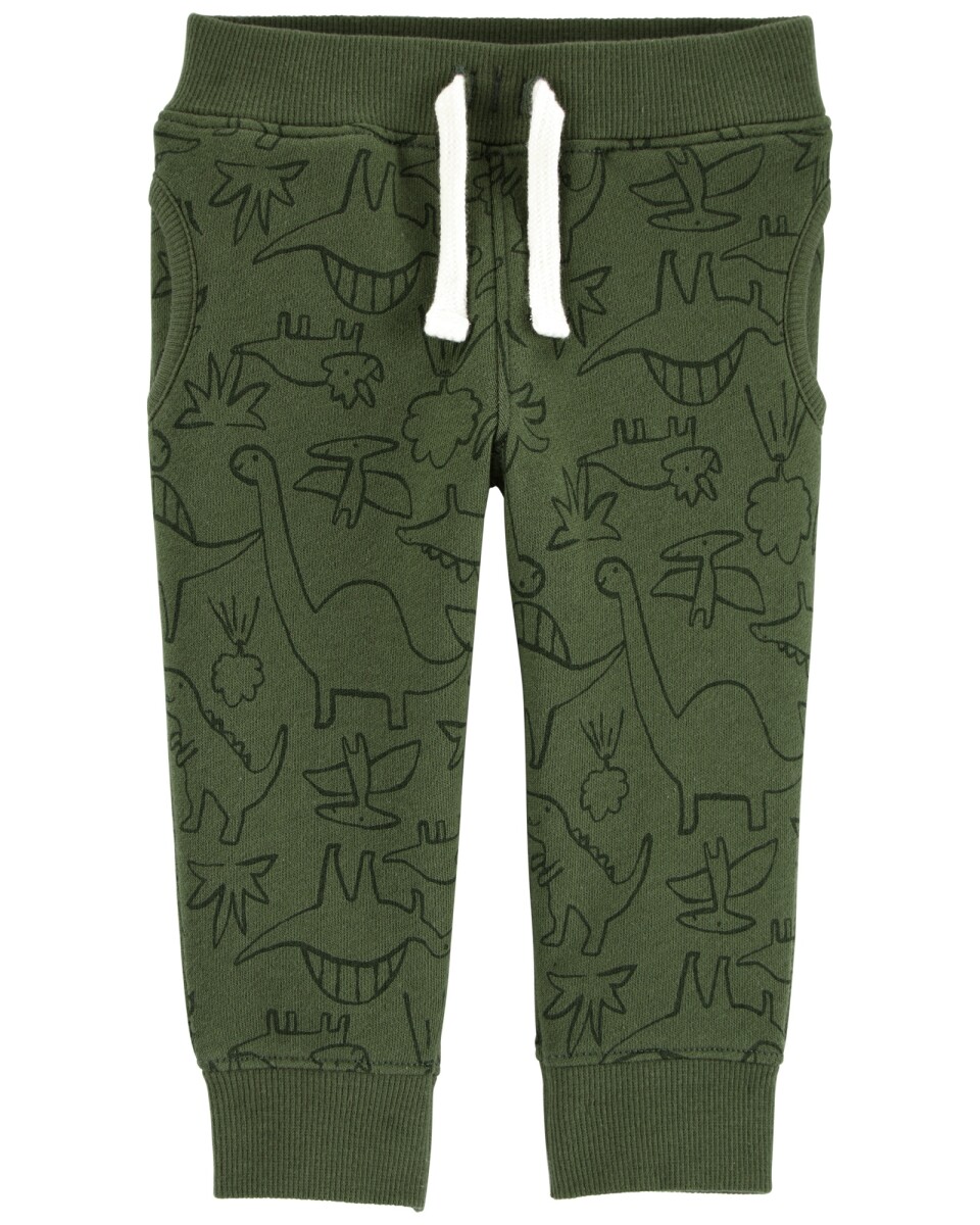 Pantalón de algodón con felpa diseño dinosaurios 