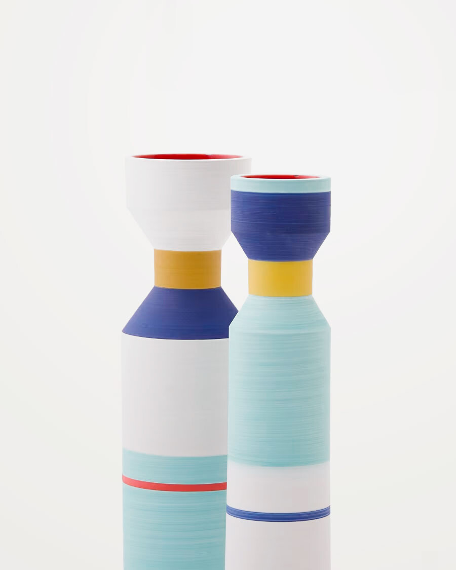 Juego de 2 jarrones de cerámica multicolor Elumi 24cm