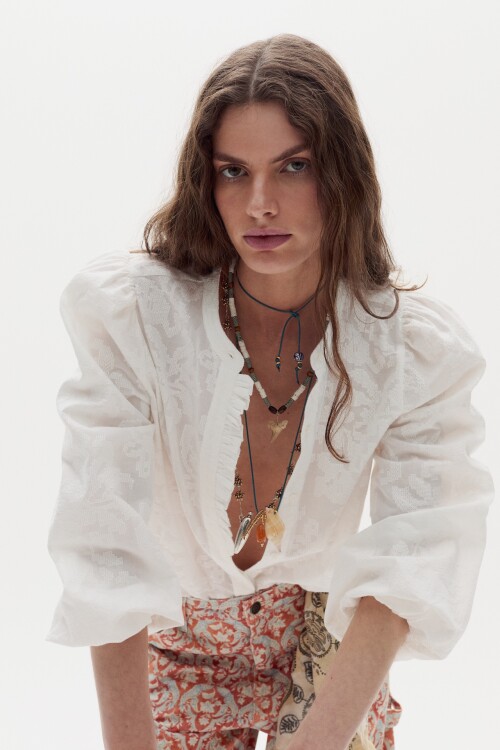 Camisa Gaia en Algodón White Cross Stitch