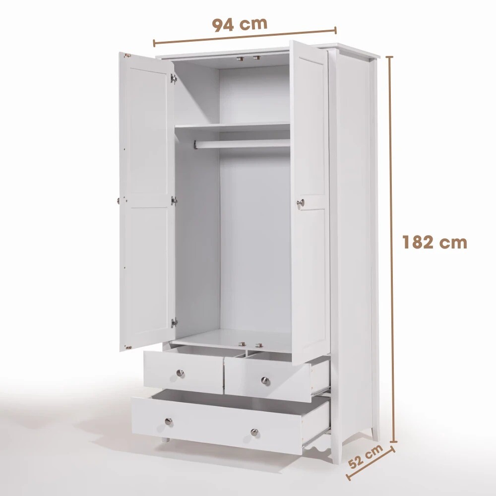 Ropero 2 puertas 3 cajones Madera maciza / mdf Ropero 2 puertas 3 cajones Madera maciza / mdf