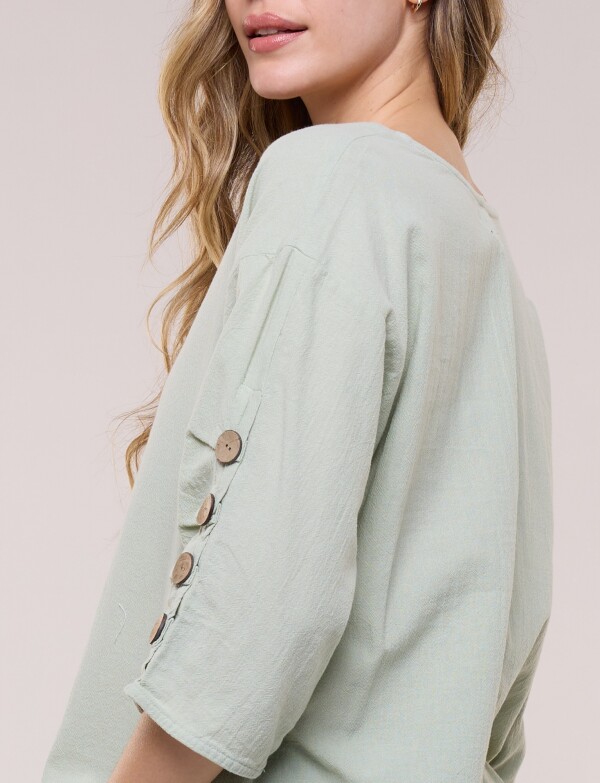 Blusa Algodon Botones VERDE CLARO