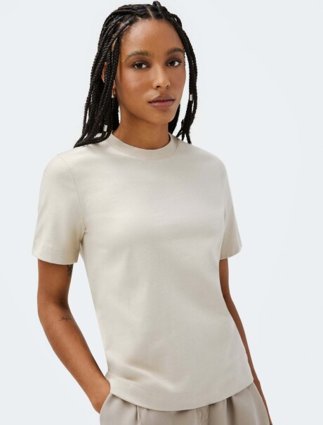 BLUSA FEMENINA SUPER COTTON MANGA CORTA BEIGE