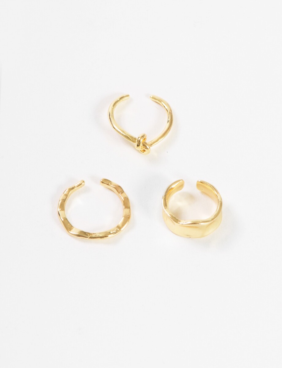 Set de tres anillos metálicos - dorado 