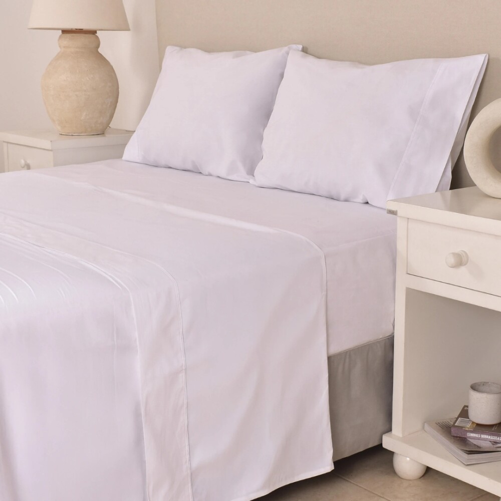 Juego de Sabana Super King Finezza 400 Hilos - Pilar Blanco