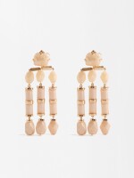 Pendientes Largos Efecto Piedra beige