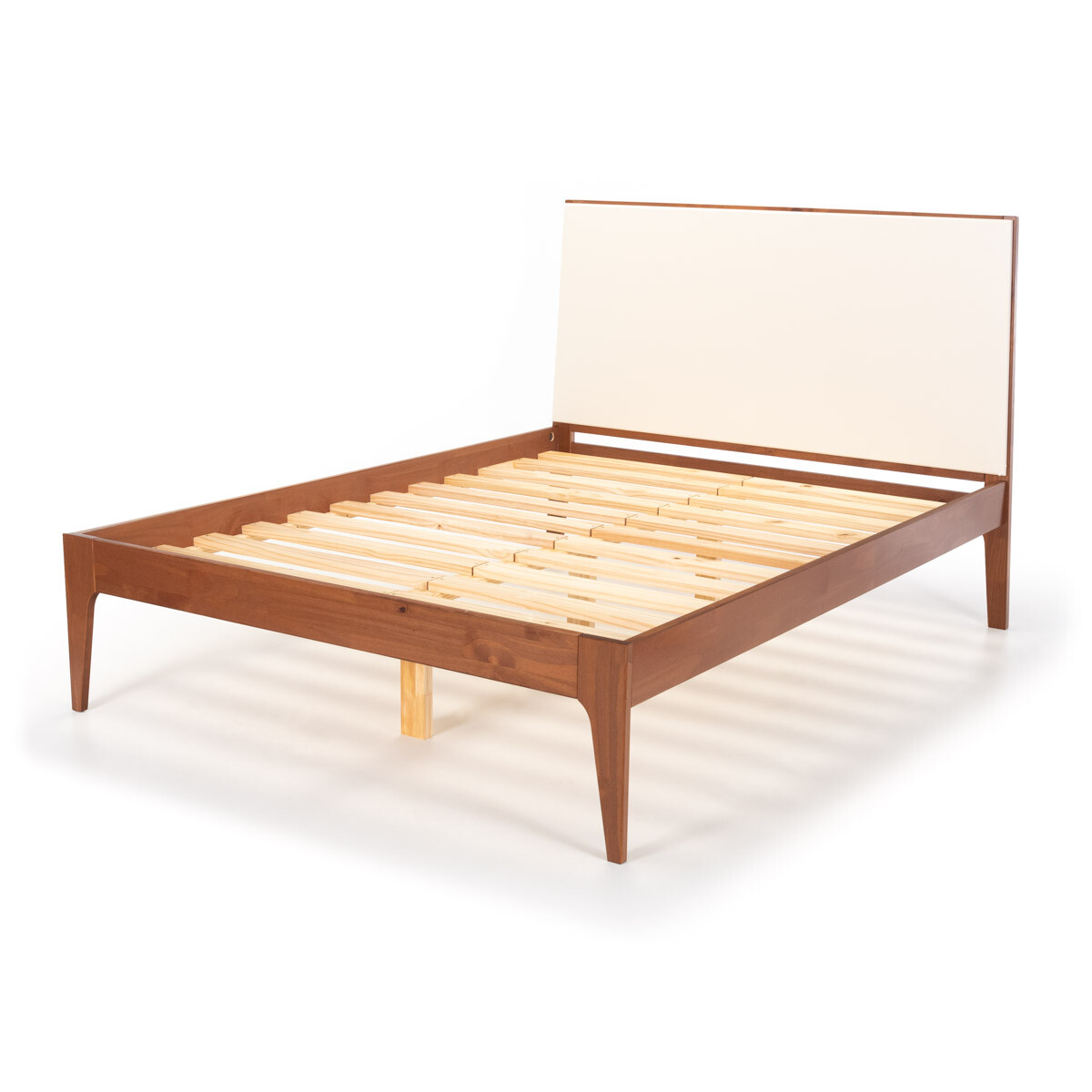 Cama Happy - 2 Plazas - Roble Claro y Off white 