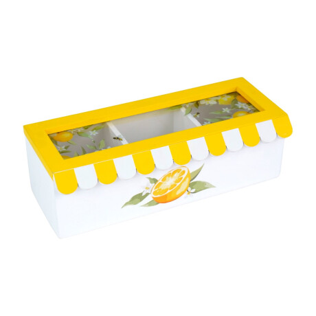 Caja de te de madera con tapa de vidrio limones Caja de te de madera con tapa de vidrio limones