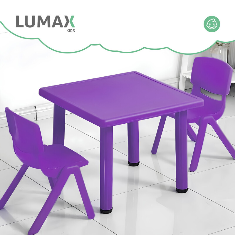 Mesa Cuadrada de Plástico y Metal para Niños 60x60cm Violeta