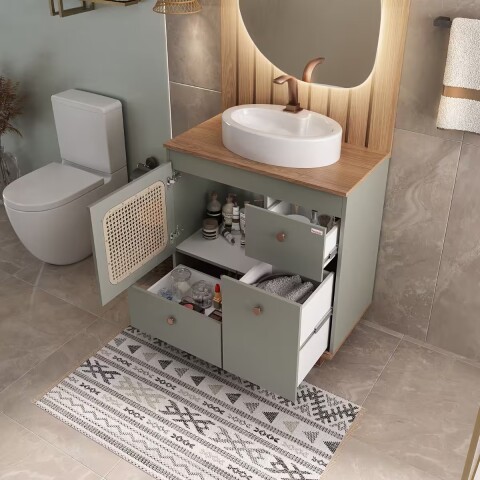 Mueble de baño de Pie Julia Verde con Catedral 78cm sin bacha Mueble De Baño De Pie Julia Verde Con Catedral 78cm Sin Bacha
