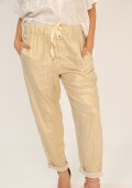 Pantalón 100% lino con dorado Pantalón 100% lino con dorado