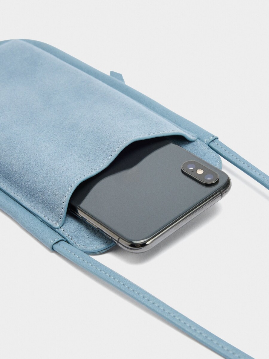 Bolsa Para Móvil Con Detalles De Piel azul