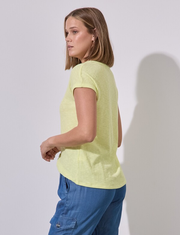 Remera Rib Escote V VERDE