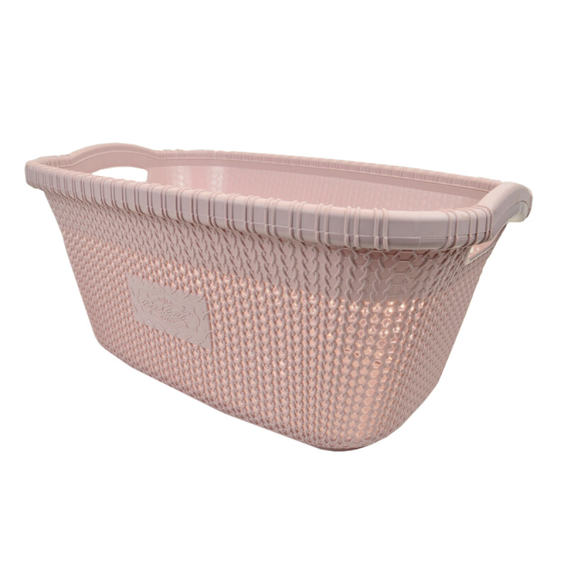 Canasto para ropa símil ratan 40 litros ROSA