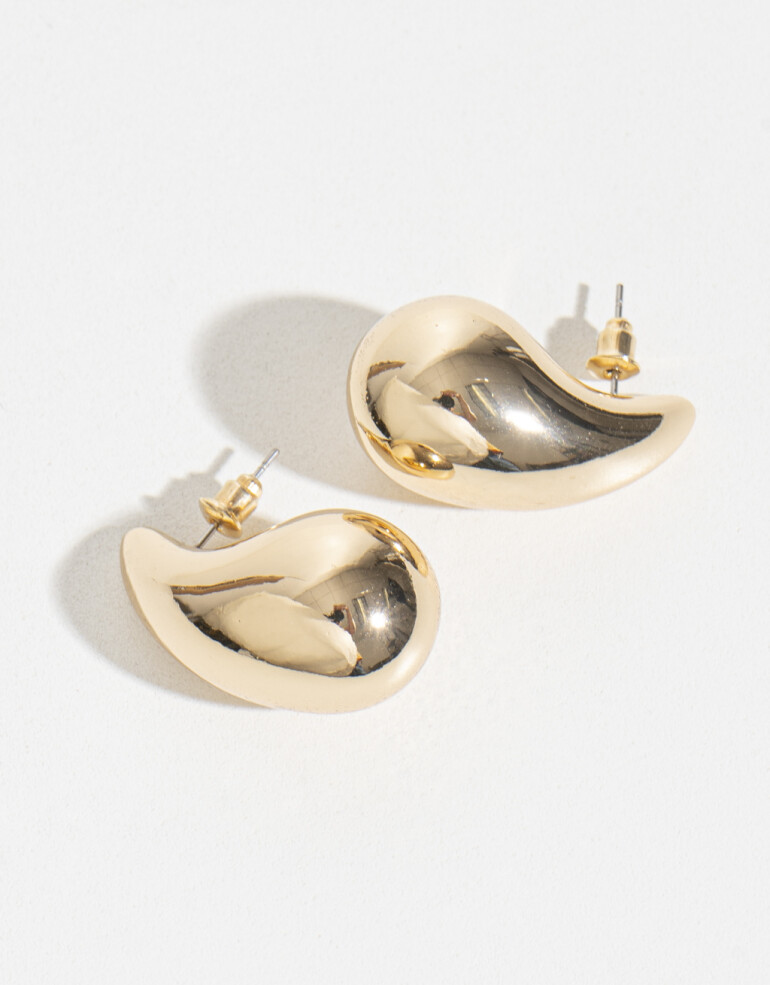 Aros Colgantes Cortos Metal Aros Gota Chunky Grandes - Dorado