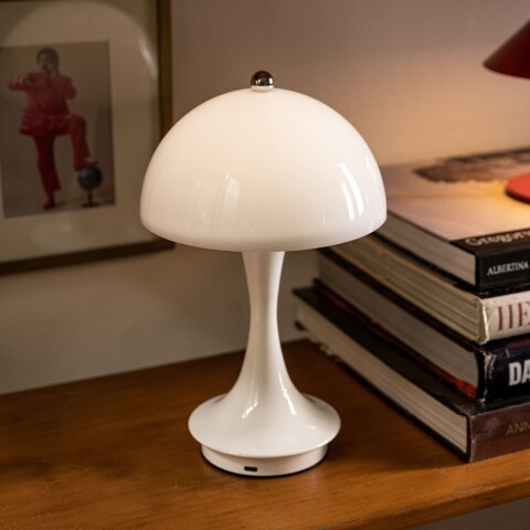 Lámpara de mesa retro inalámbrica blanco