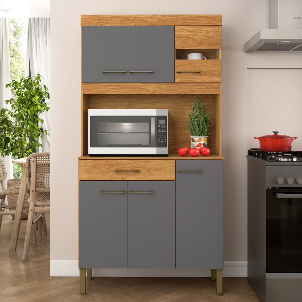 Kit cocina compacta - 6 puertas 1 cajón GRIS