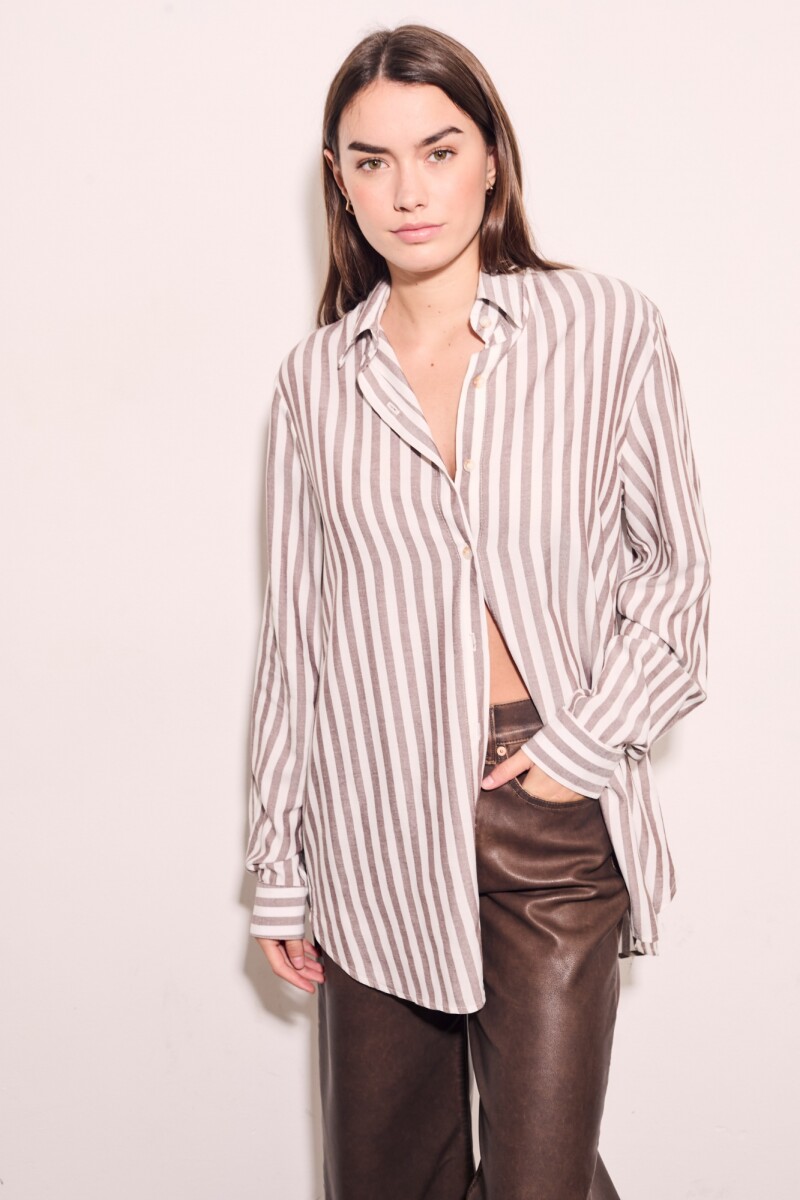 Blusa Raya Negra Y Cruda - Cafe 