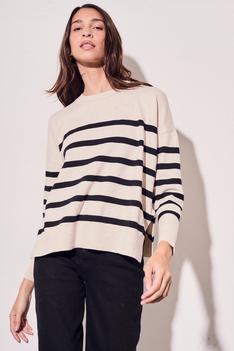 Sweater Rayado Beige Melange