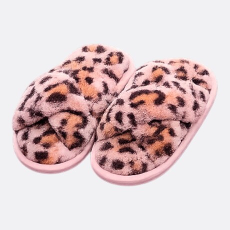 Pantuflas Cruzadas Animal Print Colores Print Rosa