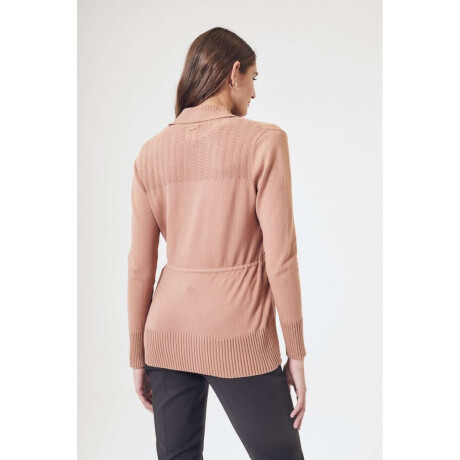 Cardigan C/solapa Algodon Elastano Rosa