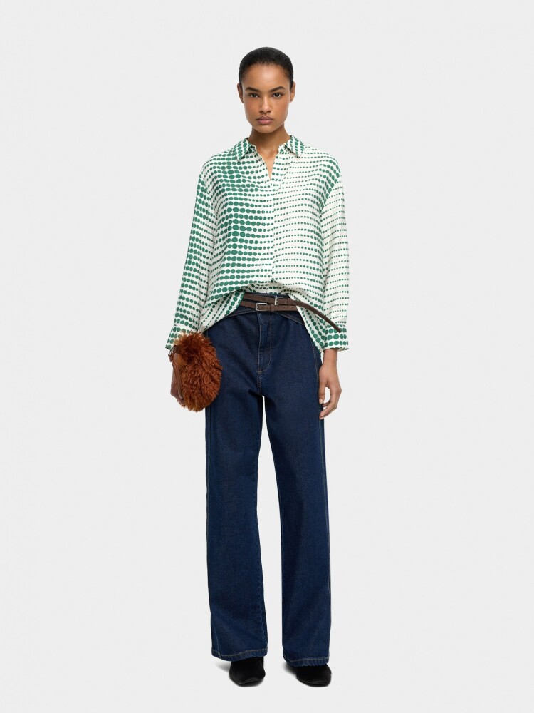 Camisa Fluida Con Estampado verde