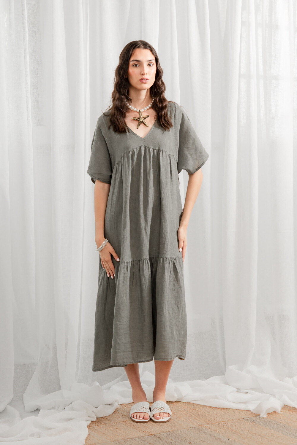 Vestido Giardino Verde Oliva Oscuro