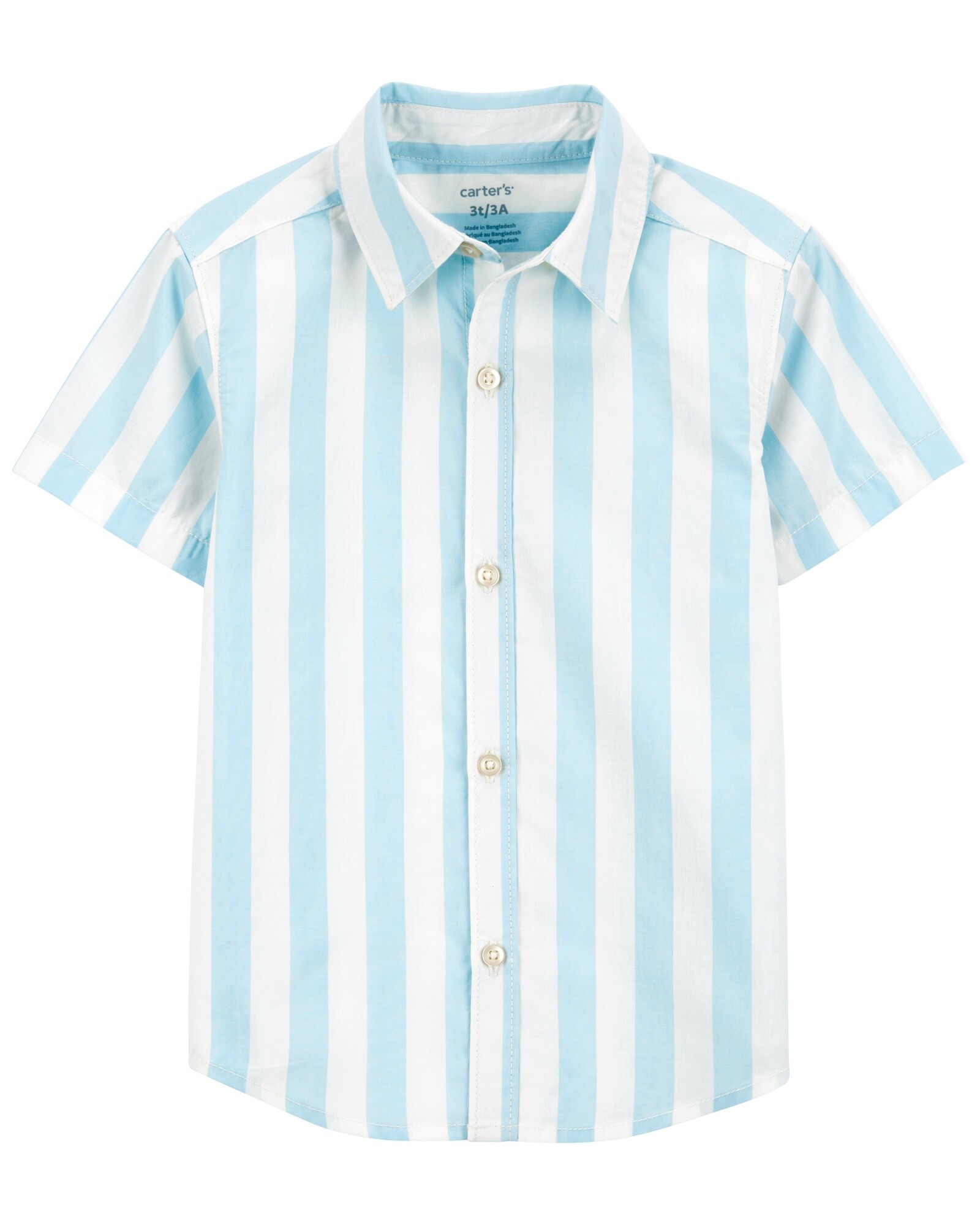 Camisa de algodón, manga corta diseño a rayas Sin color