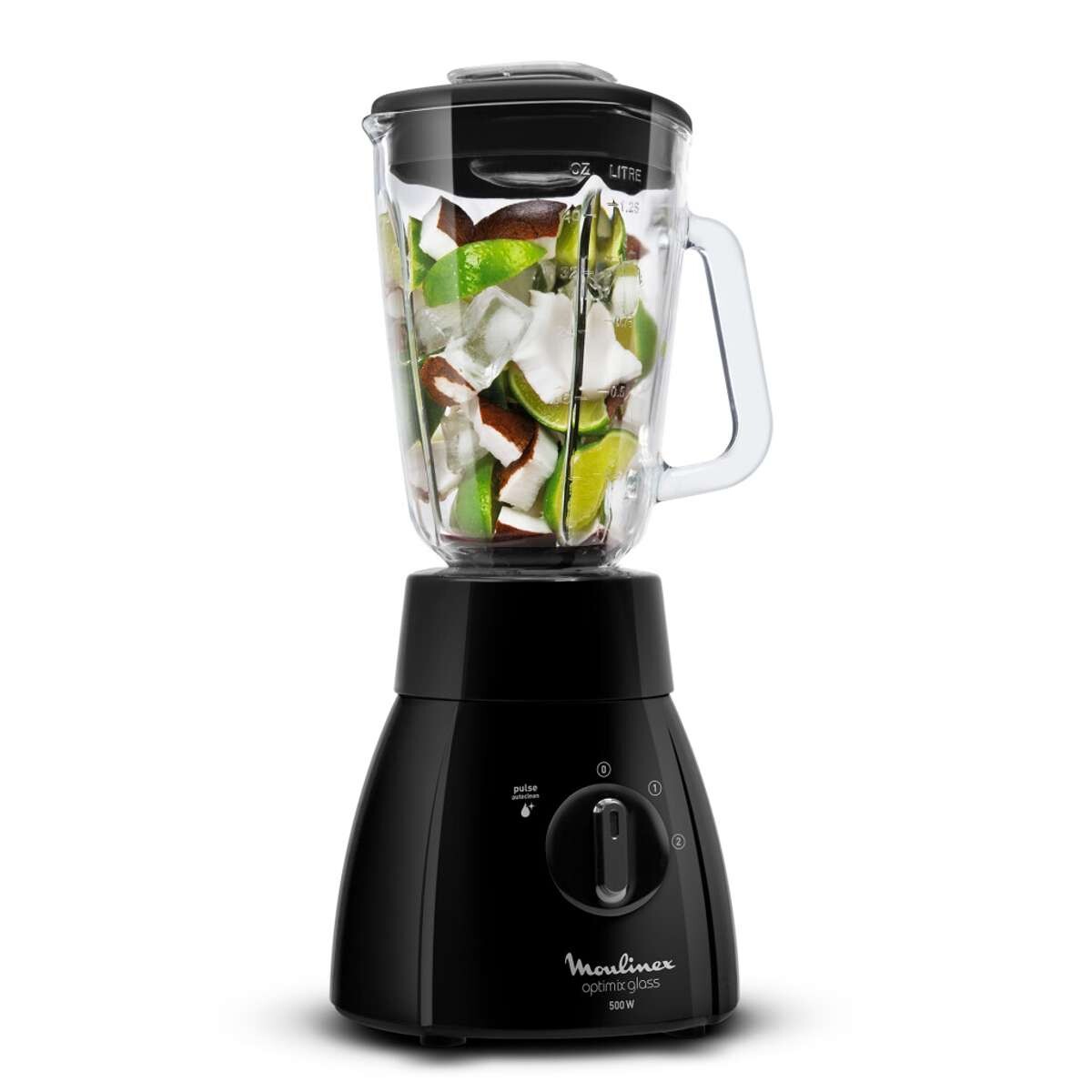 Licuadora Con Jarra Vidrio Moulinex Optimix 2 Vel 1.75 L - Negro 