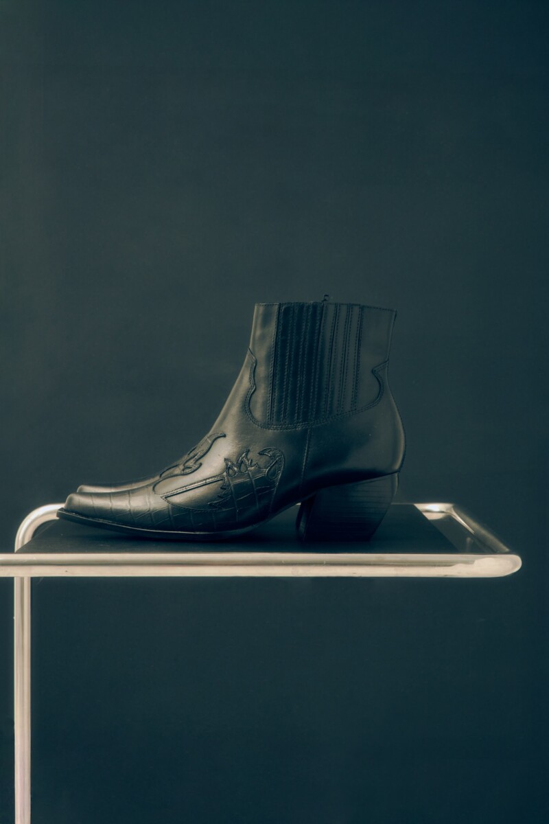 Bota de cuero Texi croco - negro 