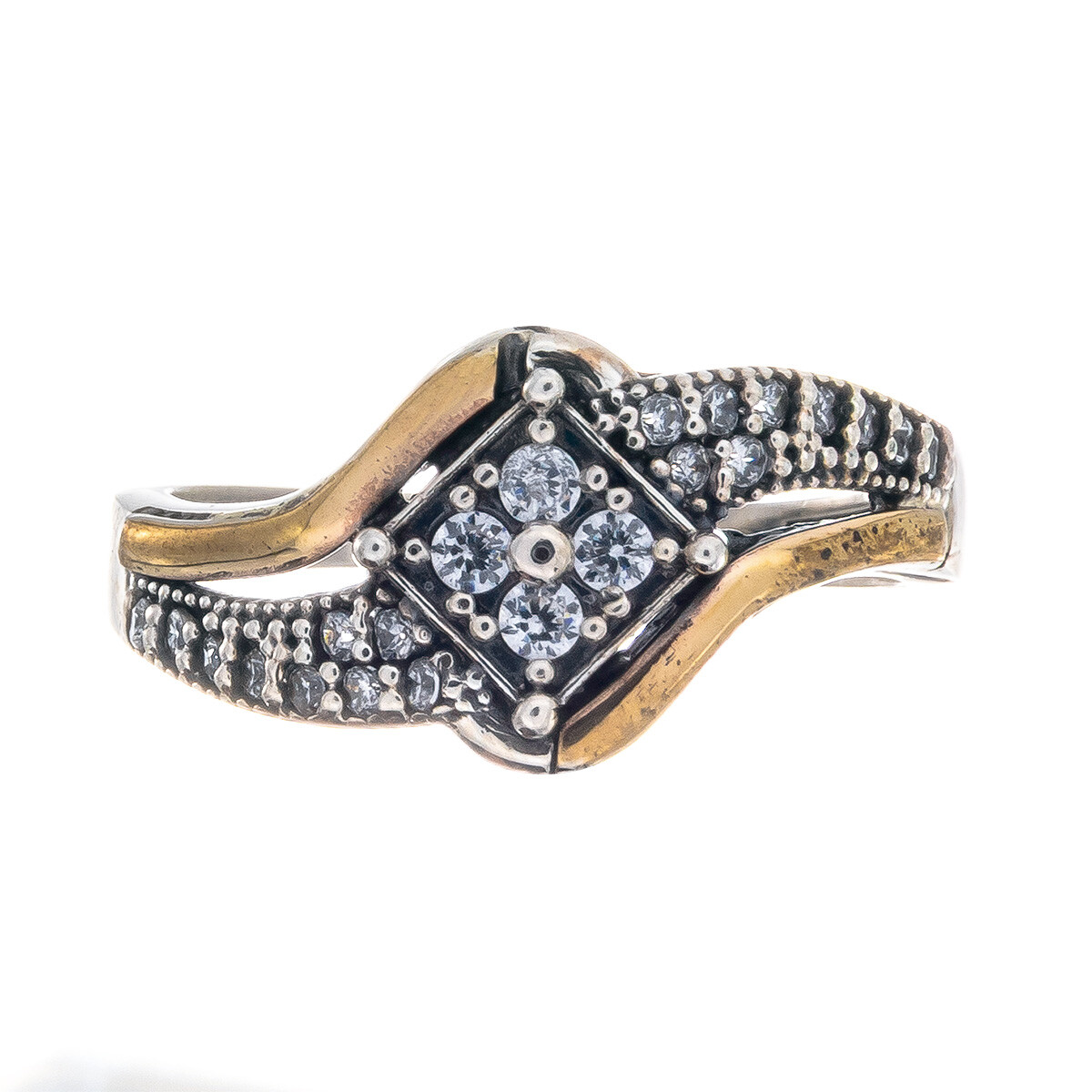 ANillo de plata, double y circonias 