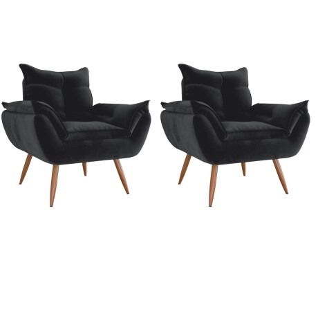 Pack Sillón Butaca Turín Tapizado Premium x2 Negro
