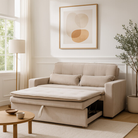 Sofá Cama Londres - Tela Microfibra 3012 (Beige)