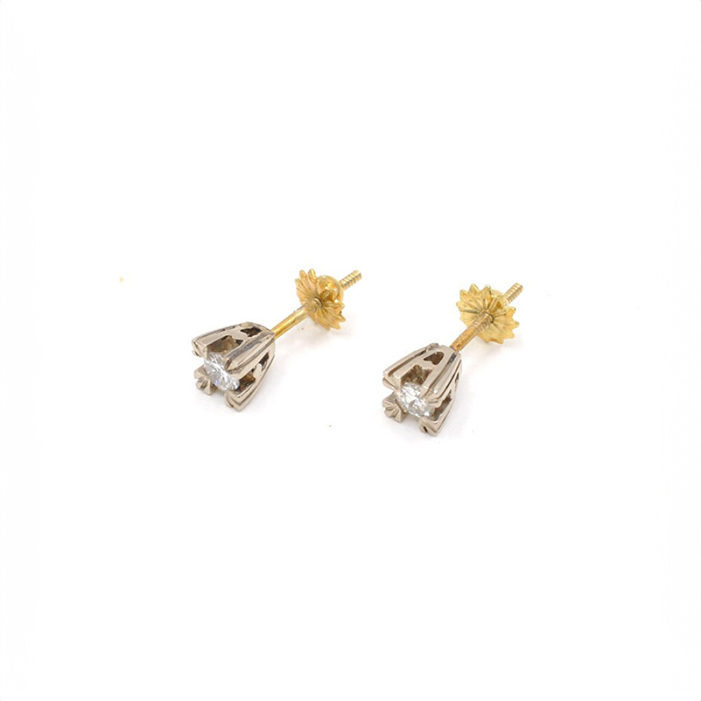 Caravanas En Oro 18K 2 Colores Y Brillantes Caravanas En Oro 18K 2 Colores Y Brillantes