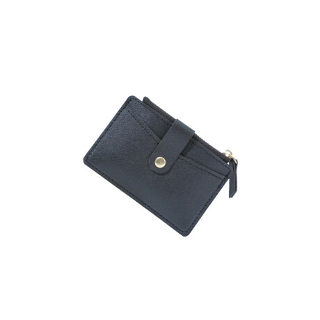 Billetera tarjetero de cuerina con botón Negro